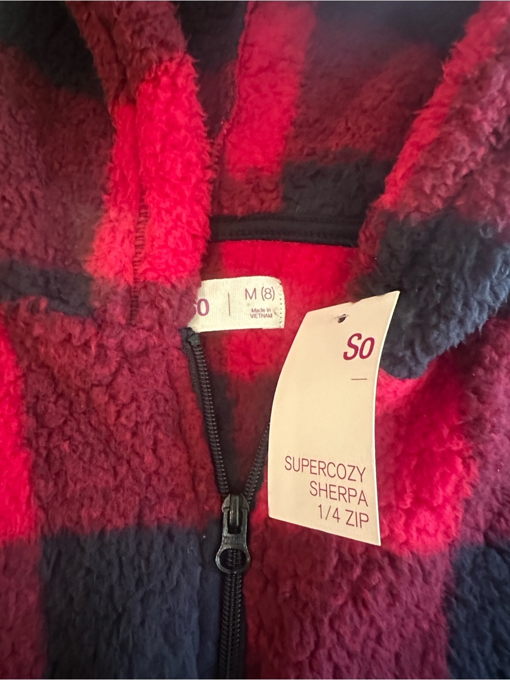 SO Red and Black Supercozy Sherpa 1/4 Zip Jacket